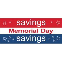 Memorial Day Savings Stars 2.5' x 6' Vinyl Business Banner