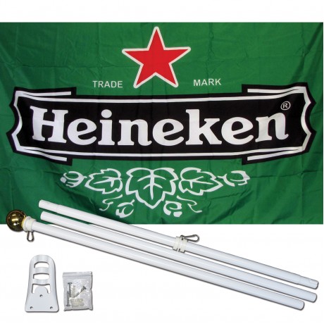 Heineken Beer 3' x 5' Polyester Flag, Pole and Mount