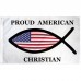 Proud American Christian Fish 3' x 5' Polyester Flag, Pole and Mount