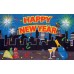 Happy New Year City 3' x 5' Polyester Flag, Pole and Mount