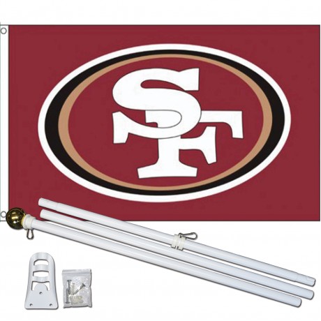 San Francisco 49ers 3' x 5' Polyester Flag, Pole and Mount