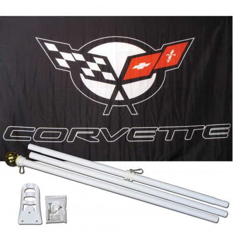 Corvette Black 3' x 5' Polyester Flag, Pole and Mount