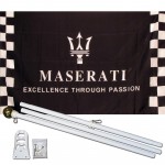 Maserati Black Checkered 3' x 5' Polyester Flag, Pole and Mount