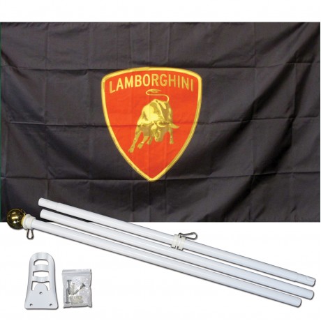 Lamborghini Red Shield 3' x 5' Polyester Flag, Pole and Mount