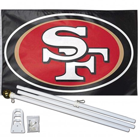San Francisco 49ers Black 3' x 5' Polyester Flag, Pole and Mount