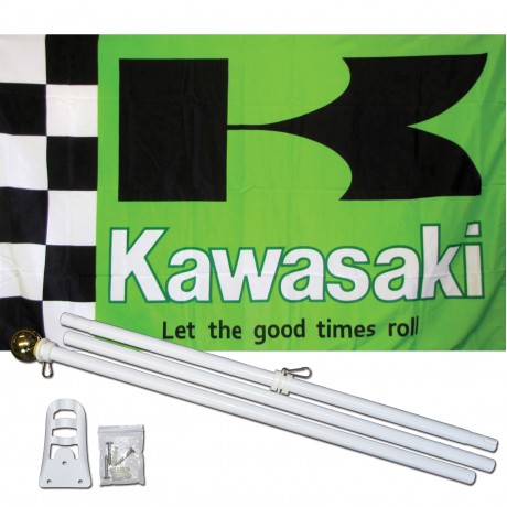 Kawasaki Green 3' x 5' Polyester Flag, Pole and Mount