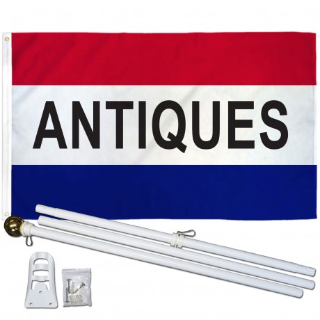 Antiques Patriotic 3' x 5' Polyester Flag, Pole and Mount