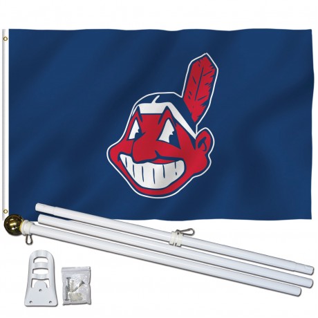 Cleveland Indians 3' x 5' Polyester Flag, Pole and Mount