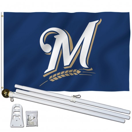 Milwaukee Brewers 3' x 5' Polyester Flag, Pole and Mount