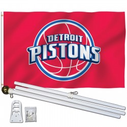 Detroit Pistons 3' x 5' Polyester Flag, Pole and Mount