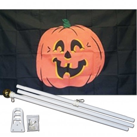 Pumpkin Black 3' x 5' Polyester Flag, Pole and Mount