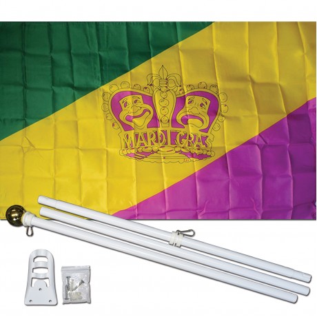 Mardi Gras Crown 3' x 5' Polyester Flag, Pole and Mount