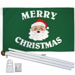 Merry Christmas Green 3' x 5' Polyester Flag, Pole and Mount