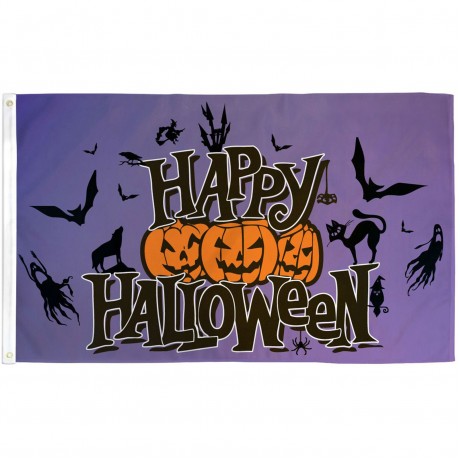 Happy Halloween Purple 3' x 5' Polyester Flag