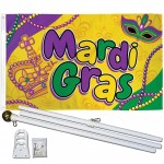 Mardi Gras Beads 3' x 5' Polyester Flag, Pole and Mount