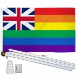Hawaii Rainbow Pride 3 'x 5' Polyester Flag, Pole and Mount