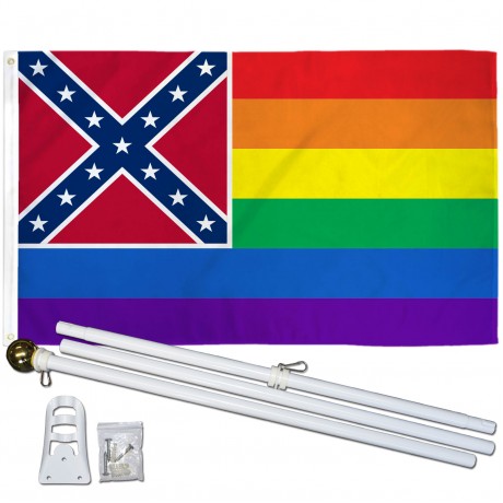 Mississippi Rainbow Pride 3 'x 5' Polyester Flag, Pole and Mount