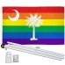 South Carolina Rainbow Pride 3 'x 5' Polyester Flag, Pole and Mount