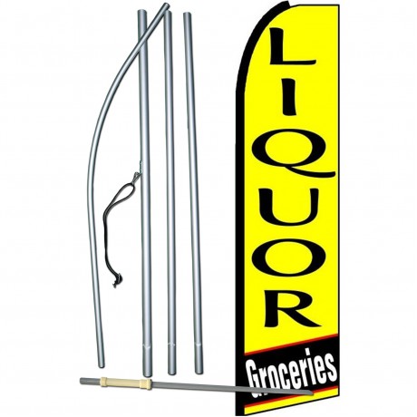 Liquor Groceries Extra Wide Swooper Flag Bundle