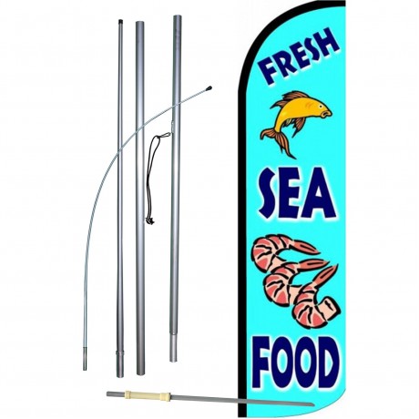 Fresh Sea Food Blue Windless Swooper Flag Bundle
