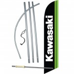 Kawasaki Black Green Windless Swooper Flag Bundle