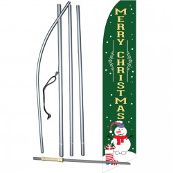 Merry Christmas Snowman Green Swooper Flag Bundle