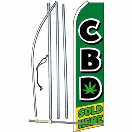 CBD Sold Here Green Swooper Flag Bundle