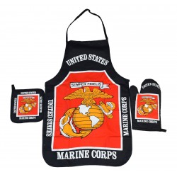 United States Marines Black Apron & Oven Mitt Set