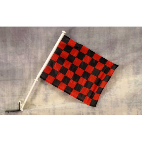 Checkered Black & Red 12" x 15" Car Window Flag