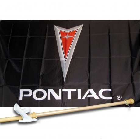 PONTIAC 3' x 5'  Flag, Pole And Mount.
