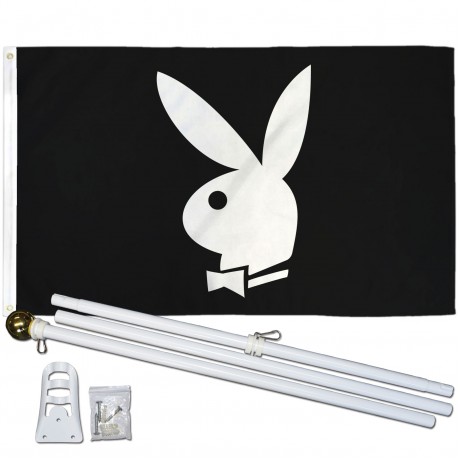 Playboy Bunny Black 3' x 5' Polyester Flag, Pole and Mount