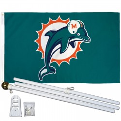 Miami Dolphins 3'x 5' Polyester Flag, Pole and Mount