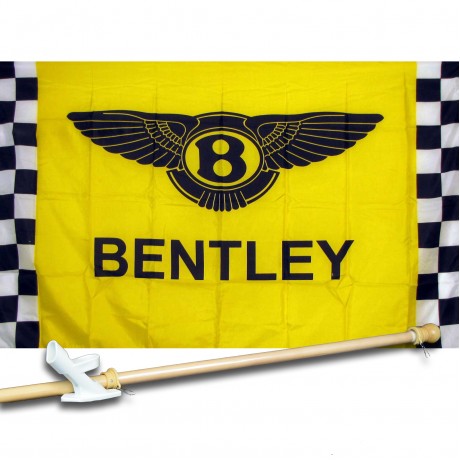 BENTLEY CHECKERED 3' x 5'  Flag, Pole And Mount.