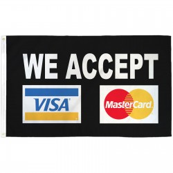 We Accept Visa Mastercard Black 3' x 5' Polyester Flag