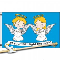 LET YOUR  FAITH LIGHT THE WORLD 3' x 5'  Flag, Pole And Mount.
