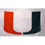 Miami Hurricanes White 3'x 5' College Flag