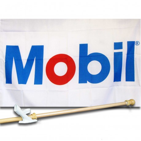 MOBIL GAS OIL 2 1/2' X 3 1/2'   Flag, Pole And Mount.