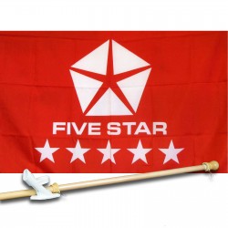 Five Star Red 2.5' x 3.5' Flag, Pole And Mount