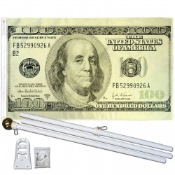 Hundred Dollar Bill 3' x 5' Polyester Flag, Pole and Mount