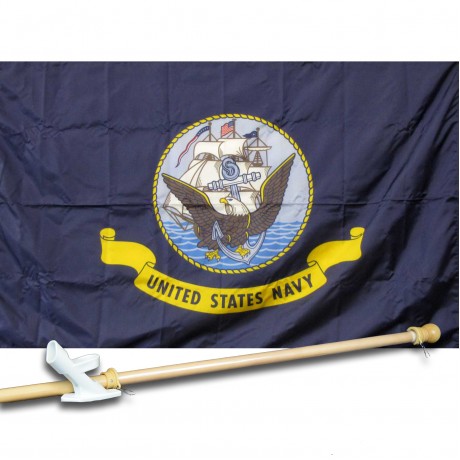 United States Navy 3' x 5' Nylon Flag, Pole and Mount
