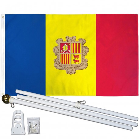 Andorra 3' x 5' Polyester Flag, Pole and Mount