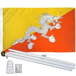 Bhutan 3' x 5' Polyester Flag, Pole and Mount