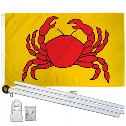 Crab Yellow 3' x 5' Polyester Flag, Pole and Mount
