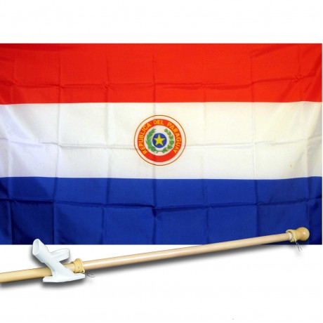 PARAGUAY COUNTRY 3' x 5'  Flag, Pole And Mount.
