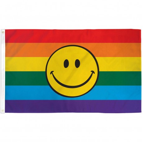 Rainbow Smiley Face 3' x 5' Polyester Flag
