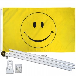 Yellow Smiley Face 3' x 5' Polyester Flag, Pole & Mount
