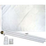 Solid White 3' x 5' Polyester Flag, Pole and Mount