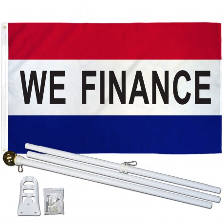 We Finance Patriotic 3' x 5' Polyester Flag, Pole and Mount