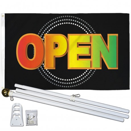 Open Neon 3' x 5' Polyester Flag, Pole and Mount