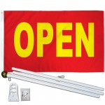 Open Red Yellow 3' x 5' Polyester Flag, Pole and Mount